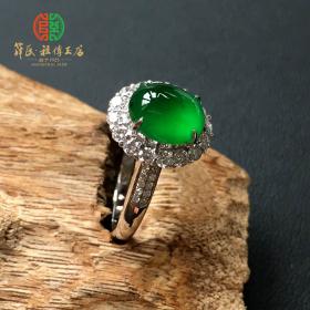玻璃种祖母绿绿翡翠戒指