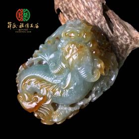 糯种黄翡飞龙在天翡翠把玩件